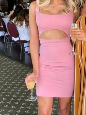 NEW Wilfred Free Perla Tank Dress Front Cutout Bodycon Pink Size Large